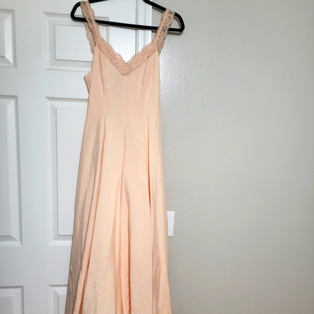 Vintage Peggy Jennings Blush Pink Linen Gown